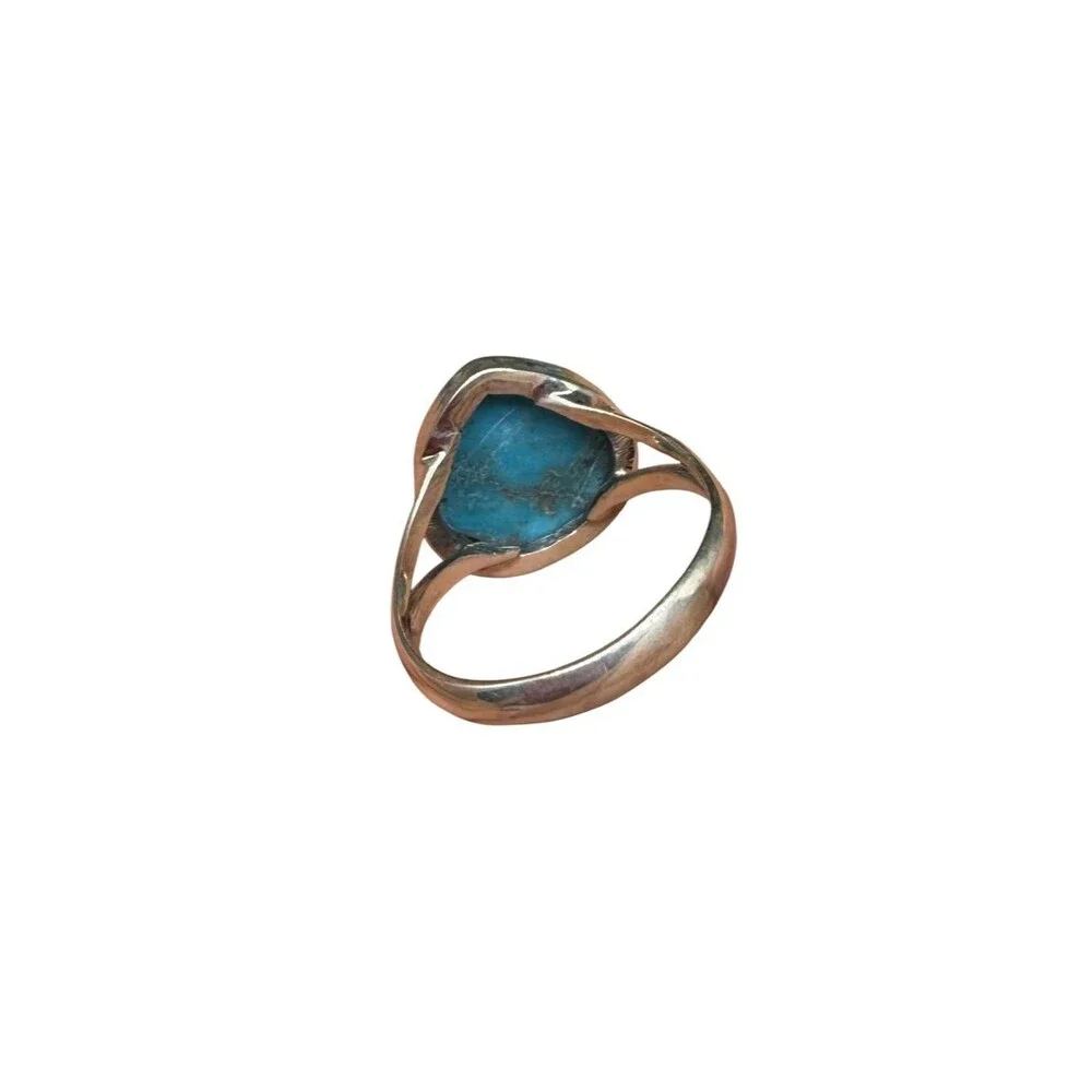 Aztec Mountain Turquoise Ring Size 10 Solid 925 Sterling Silver